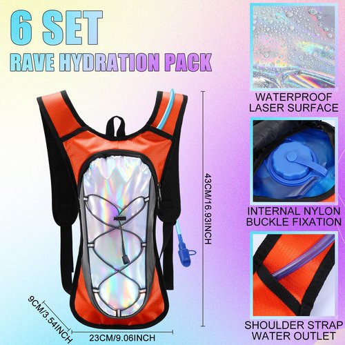 Chunful 6 Pack Running Hydration Backpack Festival Hydration Packs Lightweight Water Backpack with 2L Hiking Water Bladder for Women Men Running Cycling Climbing Hiking(Classic Style)