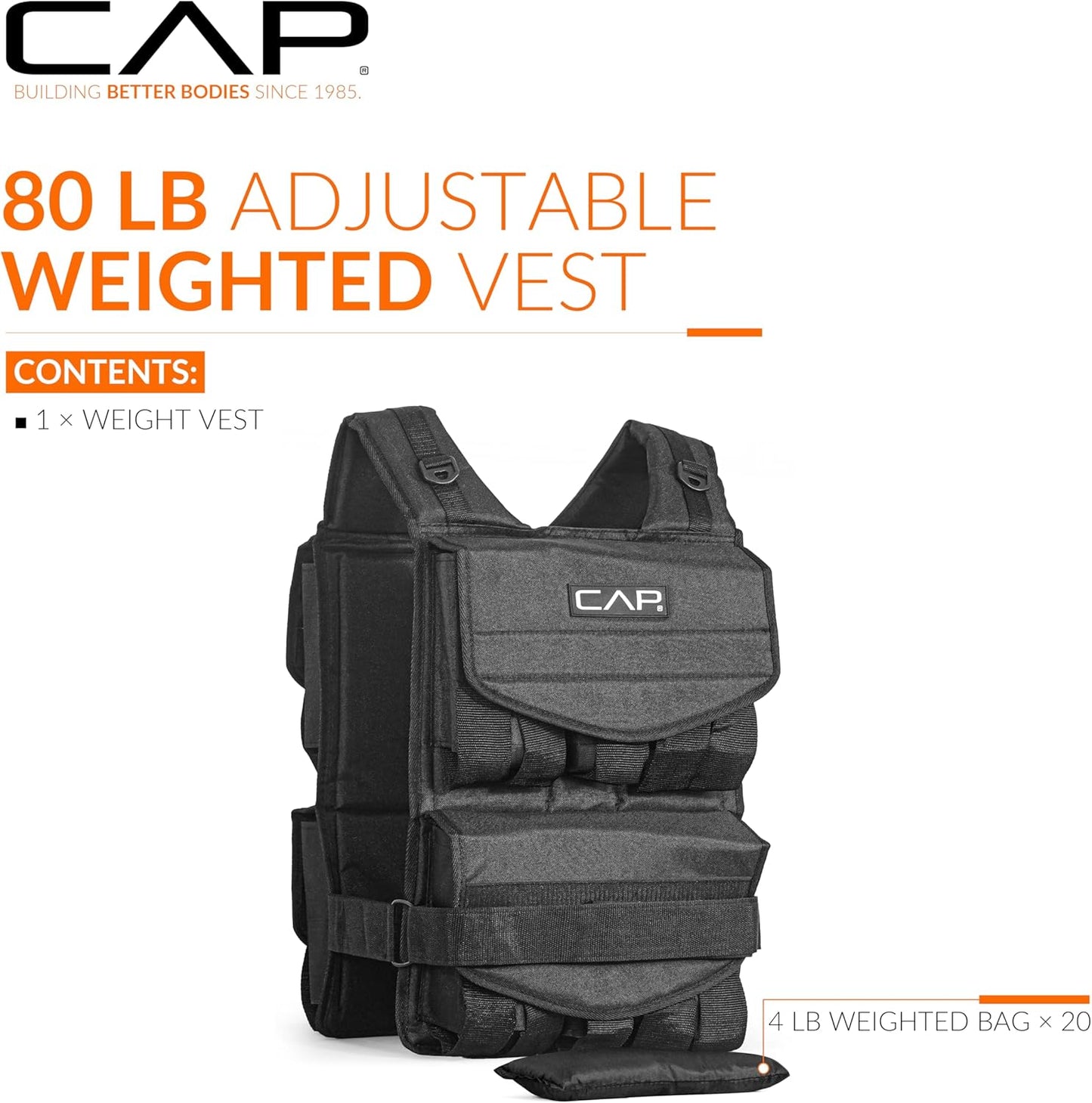 Adjustable Weighted Vest by CAP Barbell | Custom Fit for Enhanced Workouts