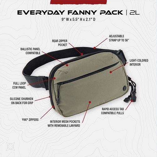 Vertx Everyday Fanny Pack, 2L Tactical Crossbody, Concealed Carry Bag for Women and Men, CCW, EDC, Travel, Work, Outdoor, Lena Collection, Lena Miculek, It's Black - One Size