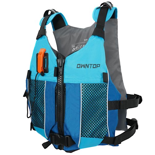 Owntop Swim Vest Youth 75-125 lbs, Lightweight Kayak Kids Swim Jacket Boys Grils, Hydration Pocket for Wakeboard, Boating, Fishing, Water Sports (Blue, XS/S)