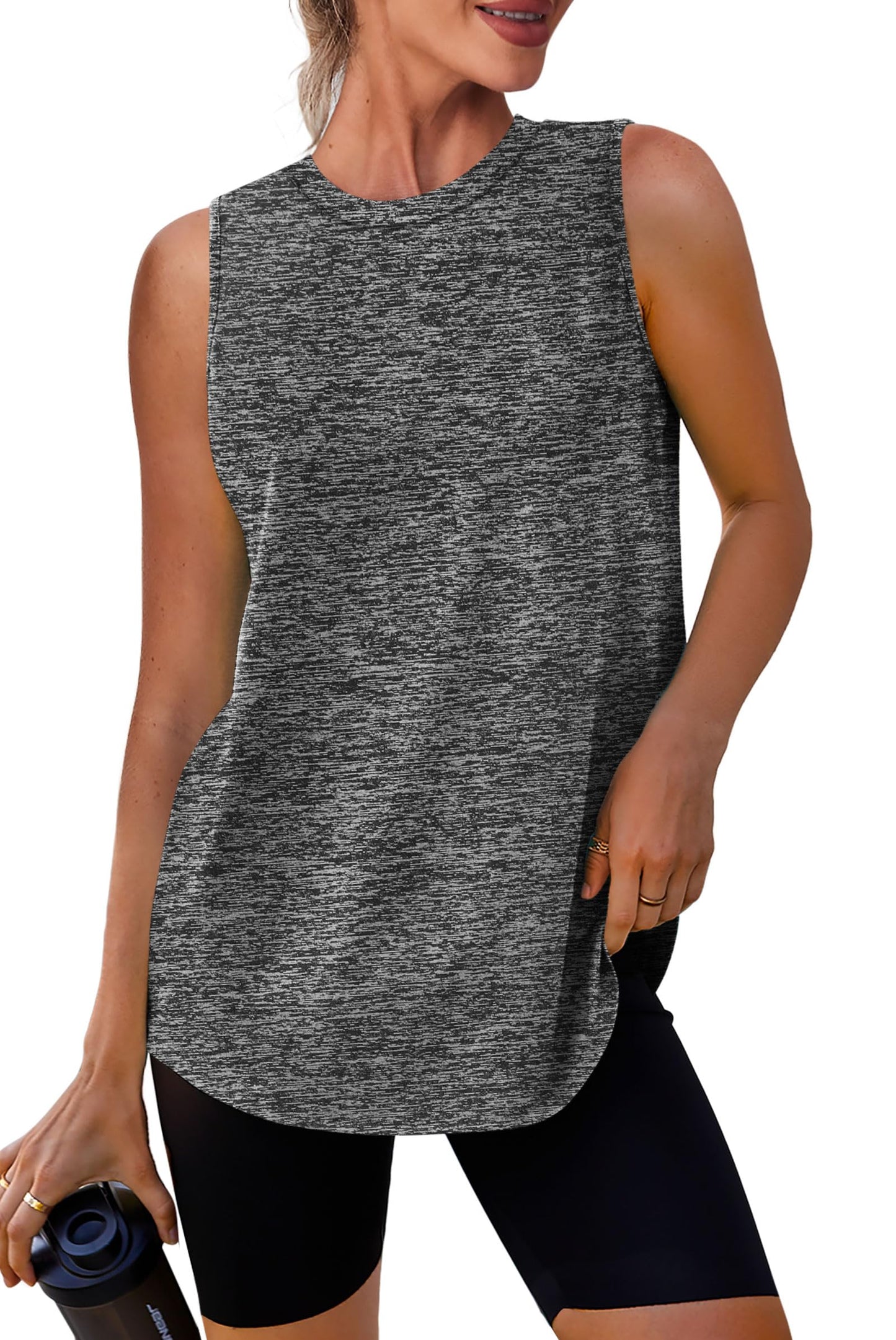 Beach Vacation Essentials Womens Workout Tops Tank Tops Yoga Shirts Athletic Running Sleeveless Gym Clothes Dark Grey L