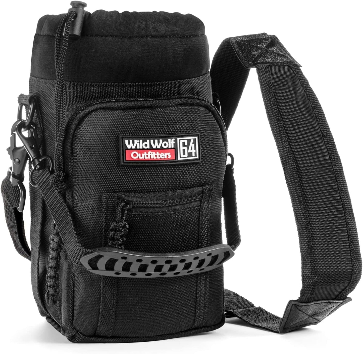 Wild Wolf Outfitters - #1 Best Water Bottle Holder for 64 oz Bottles - Carry, Protect and Insulate Your Flask with This Military Grade Carrier w/ 2 Pockets and an Adjustable Padded Shoulder Strap.