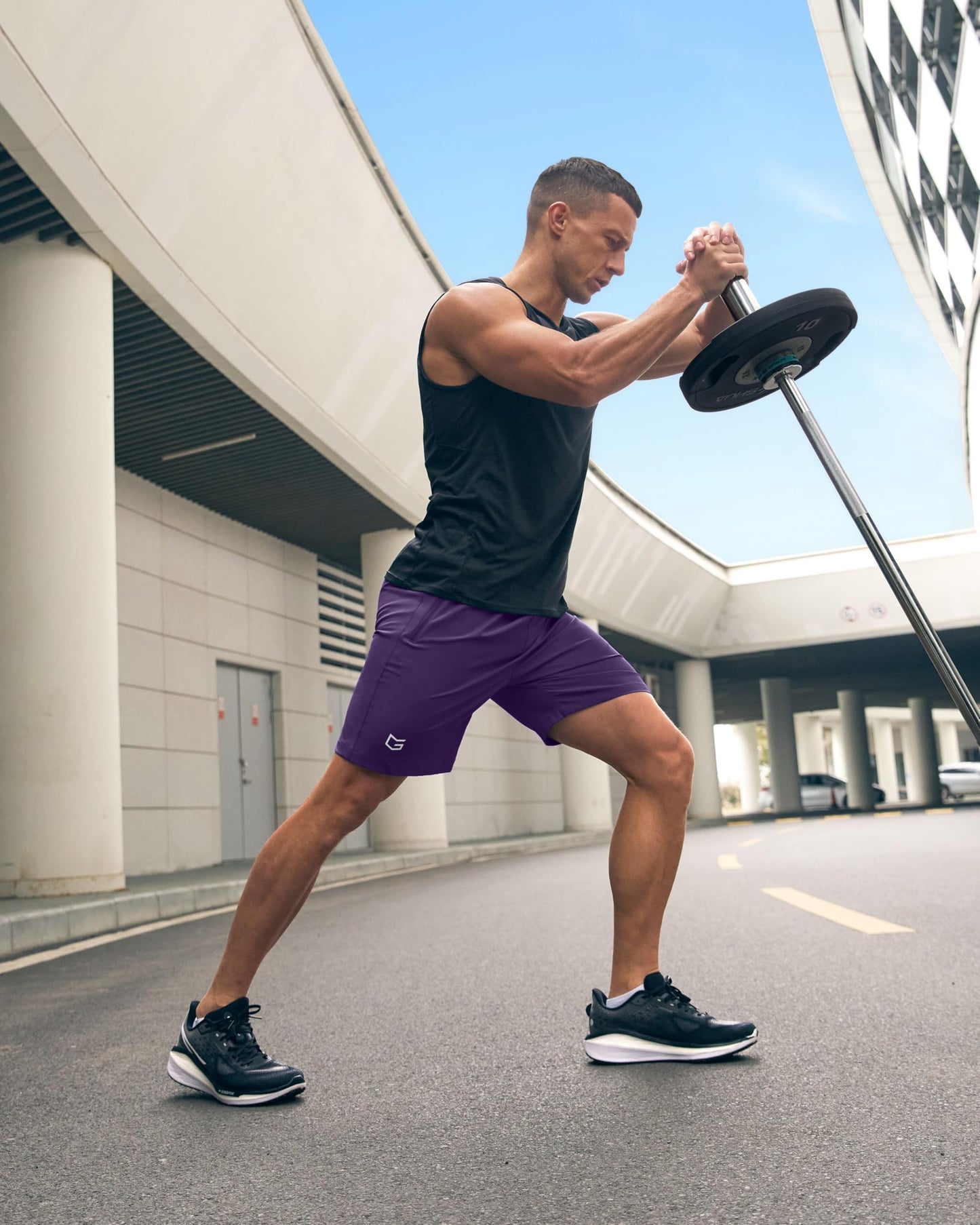 Men's Athletic Running Shorts with Zipper Pockets Quick Dry 7"/ 5"/ 9" Workout Gym Shorts for Basketball Hiking(Purple,7XXXL)