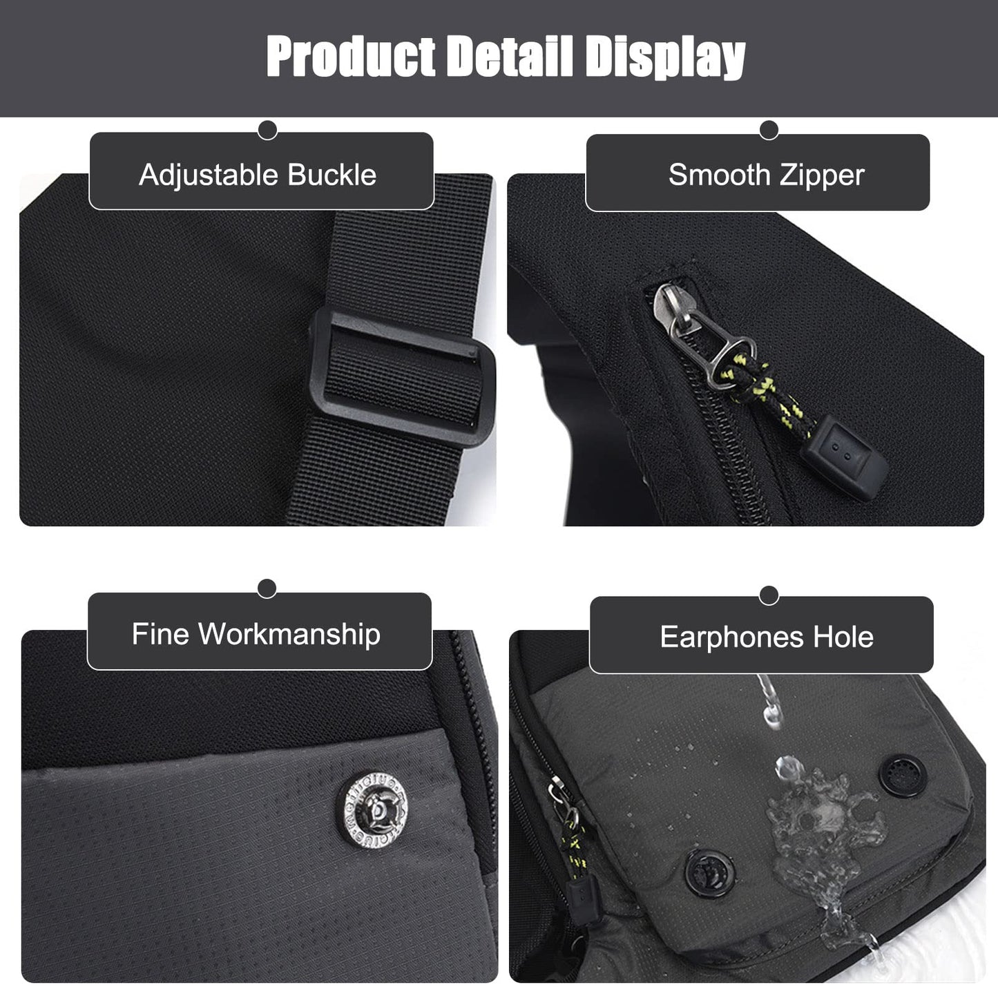 FANDARE Ultralight Sling Bags Outdoor Hiking Daypacks Chest Shoulder Bag Men Crossbody Bags Women Waist Bag Cover Pack Rucksack for Travel Hiking Bicycle Sport Gym Daypacks Small Daypacks Grey B