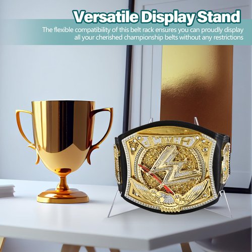 RattanView Acrylic Championship Belt Display Stand Wrestling Belt Buckles Holder for Sport Football Boxing Wrestling Corporate Award Badges