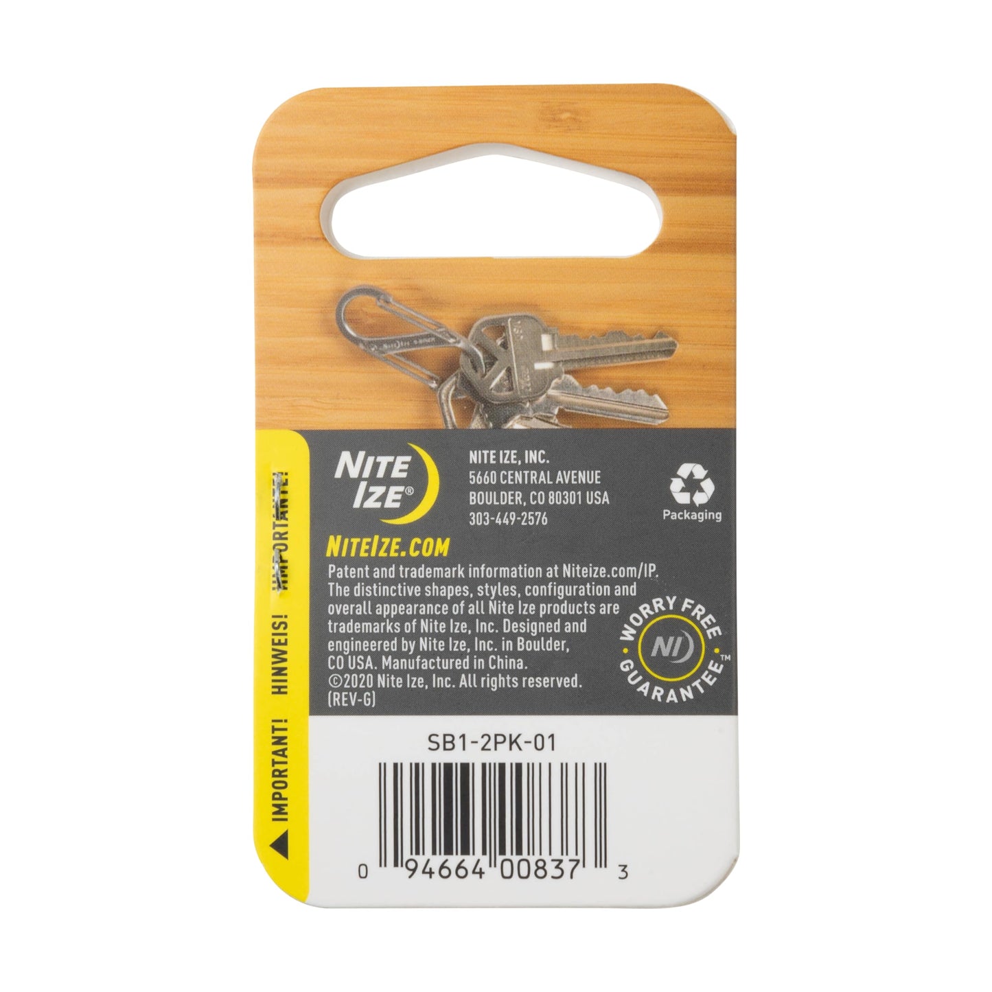 Nite Ize S-Biner Stainless Steel Dual Carabiner - Double Sided Carabiner Clip - Dual Carabiner Holder for Keys, Water Bottles & Gear - Size 1, Black, 8 Count (4 Pack)