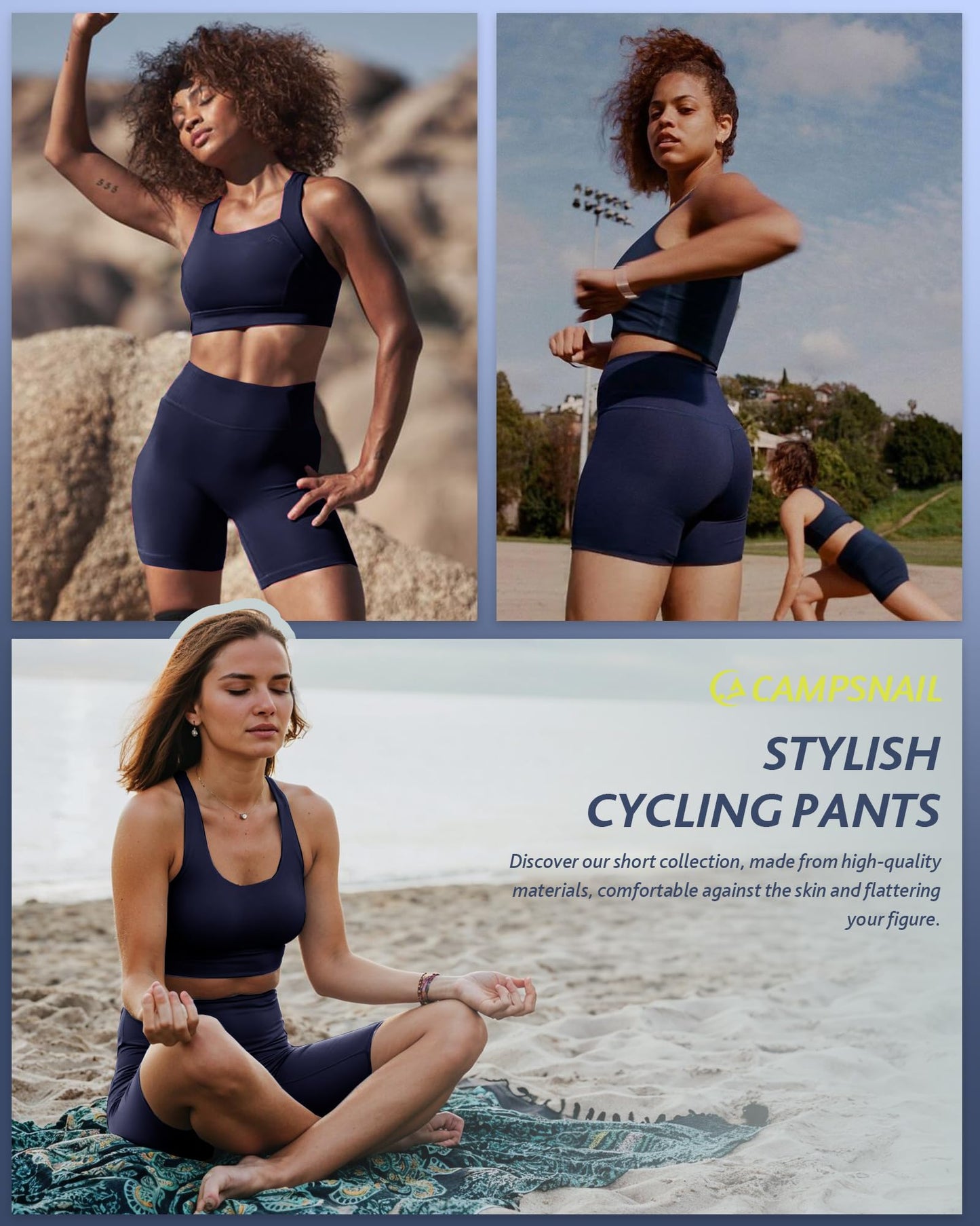 CAMPSNAIL Biker Shorts Women with Pockets - 3"/5"/8" High Waisted Workout Spandex Tummy Control Gym Running Yoga Shorts