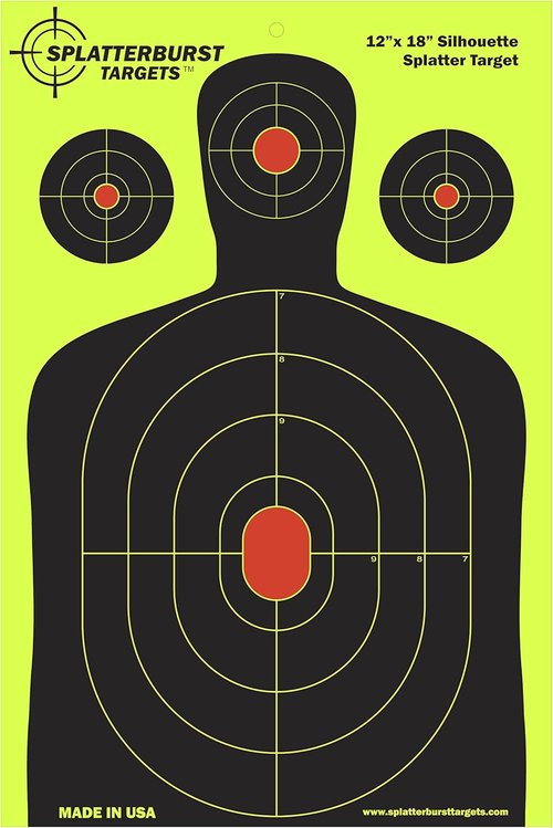 Fluorescent Yellow Silhouette Splatter Targets - 12x18 Inch Shooting Targets - Made in USA