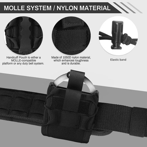 SMONT Security Handcuff Holder Tactical Handcuff Holster for Law Enforcement Adjustable Belt Clip Heavy Duty Nylon Restraint Holder Universal Fit for Police Security Guards Duty Use