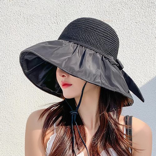 KXF Women Summer Beach Sun Hat Super UV Protection Beach Sunhat with Black Rubber Coating for Ladies