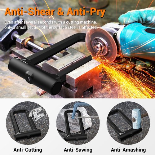 Sportneer Bike Lock: 18mm Heavy Duty Anti Theft Bike U Lock with 5ft Security Steel Cable - Shackle Bicycle U-Locks with 3 Keys & Sturdy Mounting Bracket for Road, Mountain, Electric & Folding Bike