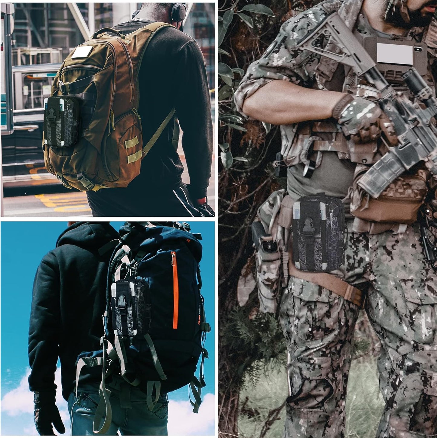 IronSeals Tactical Molle Pouch Compact Utility Waist Bag Phone Holster Holder for 4.7"-6.9" iPhone 15 Pro Max/15 Pro/14 Plus/14 Pro Max/14/13 Pro Max/13 Pro/12 Pro Max/11 Pro Max