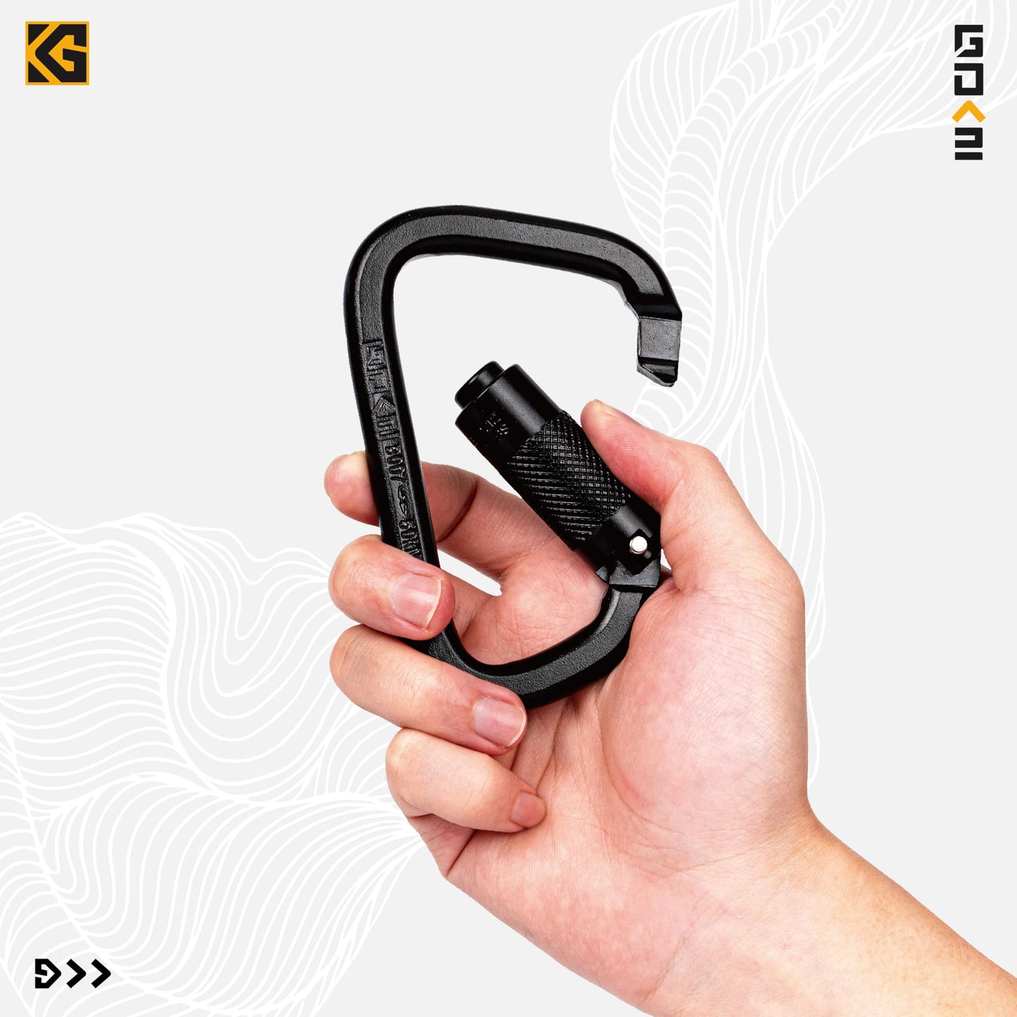 GDK2 Explorer CE Certified 50kN Screwgate Locking Carabiner in Size 4.33 x 2.68 inch, Heavy-Duty Carabiners for Climbing, Mountaineering, and Rappelling, Alloy Steel, Midnight Black,1 Pack