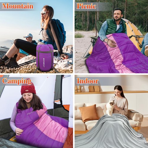 WKFAMOUT 0 Degree Sleeping Bags Waterproof with Fleece Liner XL for Adults Machine Washable Cold Weather Sleeping Bag with Compression Sack for 4 Season Camping