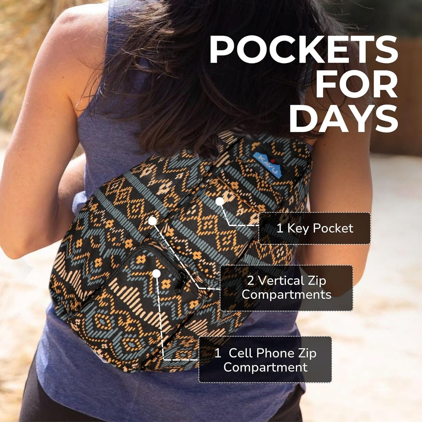 KAVU Rope Bag - Sling Pack for Hiking, Camping, and Commuting