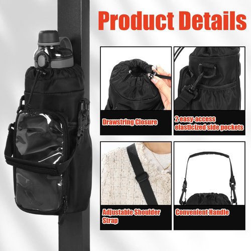 BALAPET Magnetic Gym Bag, Magnetic Bottle Bag Sling Bag, Magnetic Crossbody Gym Bag for Gym with Strap & Phone Pockets for Men Women, Travel, Work, and Sports(black)