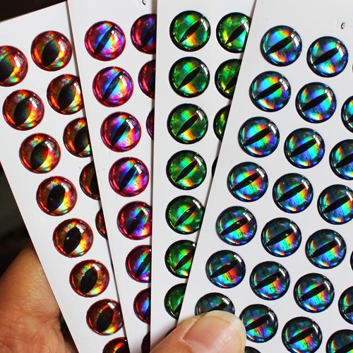 Tigofly 160 pcs 4 Colors 10mm 3/8" 4D Fish Eyes Frog Eye Sticky Fishing Lure Realistic DIY Crafts for Hooks Baits Fly Tying Materials