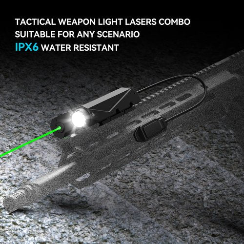 VOTATU V840 Green &IR Laser Light Combo, 1500 Lumens Tactical Flashlight Laser for AR Rifle Compatible with M-LOK Picatinny Rail, Weapon Light with Pressure Switch and USB Magnetic Rechargeable