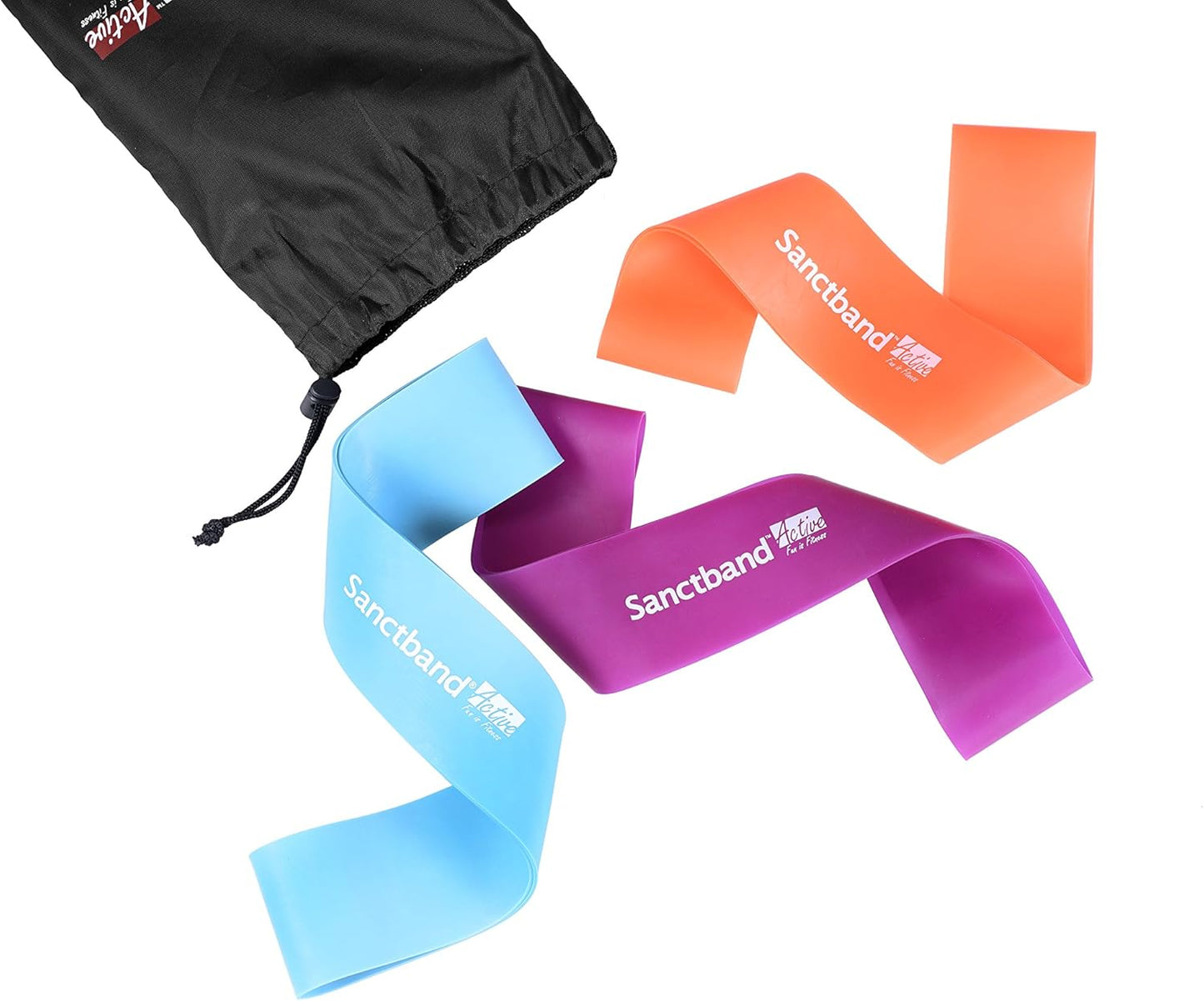 Active 3 in 1 Loop Band Amber/Purple/Teal Loop Band Kit (Medium, Heavy, Extra Heavy) Resistance Training