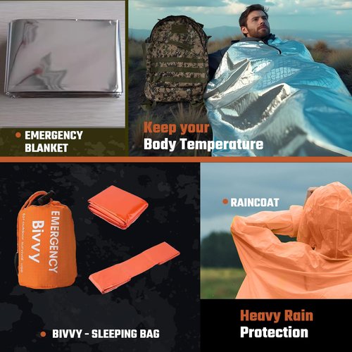 Emergency Survival Kit - 369 Pieces, Go Bag Emergency Backpack, Earthquake Emergency Kit, Bug Out Bag, Emergency Kit, Disaster Preparedness Kit, Survival Backpack, Disaster Preparedness, Backpack, Kit