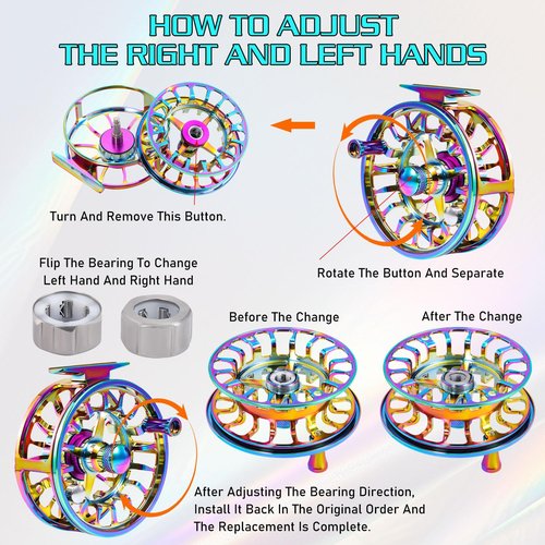 Sougayilang Colorful Fly Fishing Reel, Size 5/6,7/8 CNC-Machined Aluminum Alloy Fly Reel,Powerful Lightweight Fly Reels for Trout Fishing (5/6