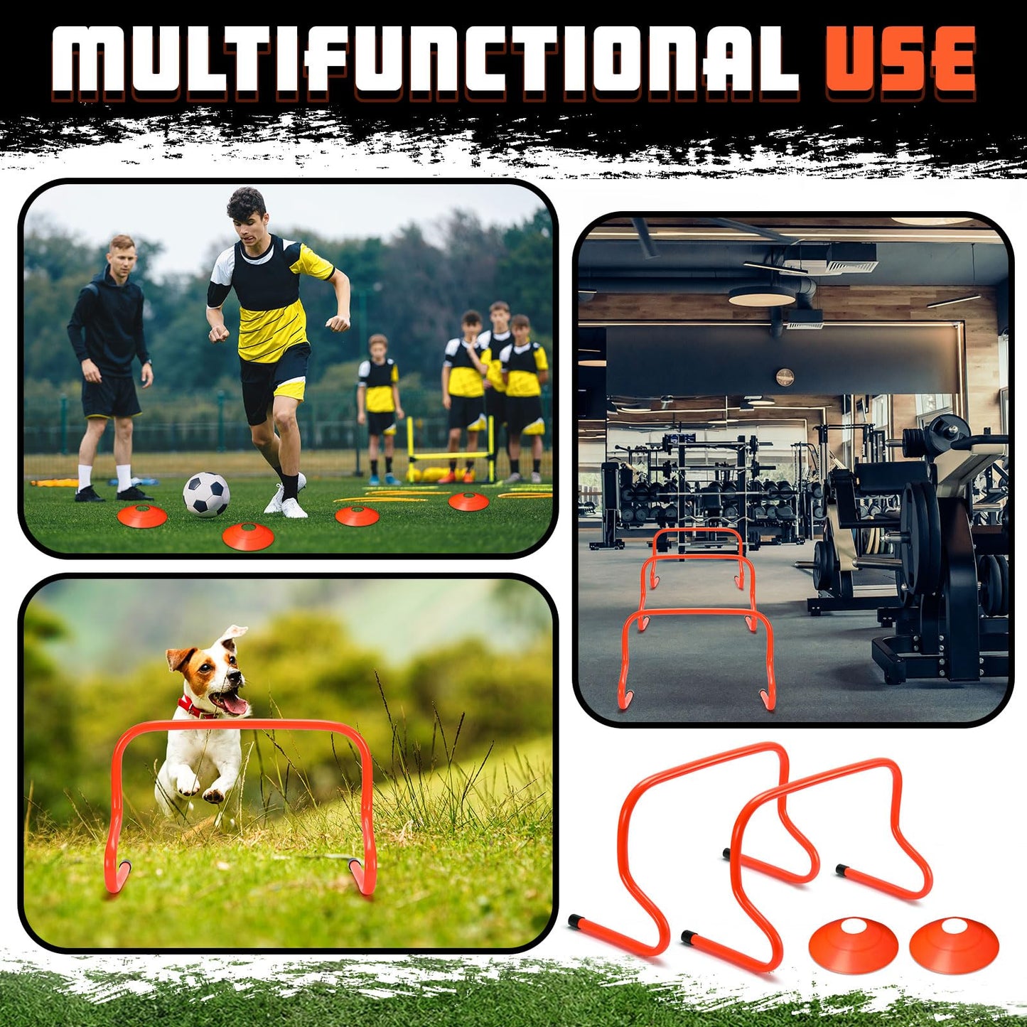 Gemscream 6 Sets 12" Speed Agility Training Hurdles for Athletes Soccer Training Hurdles Agility Training Equipment with Marker Cone Adjustable Training Hurdle Plyometric Hurdles for Basketball