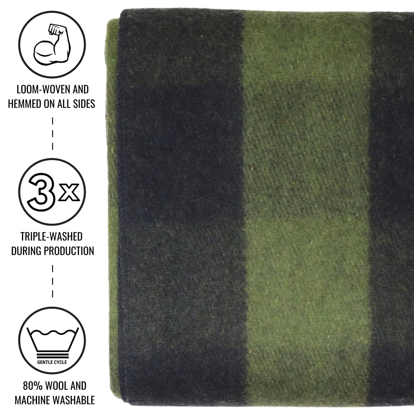 Arcturus Green Buffalo Wool Blanket and Carry Straps Bundle