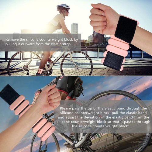 TIMOOU Ankle Weights for Women Men, Adjustable Wrist Weighted Bracelet for Home Gym Workout, Walking, Running, Travel, Pilate, Yoga, Exercise,Barre,Strength Training. Set of 2 (1Lb Each) (Flesh Pink)