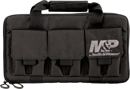 Smith & Wesson M&P Pro Tac Padded Handgun Case with Ballistic Fabric Construction and External Pockets for Shooting, Range, Storage and Transport