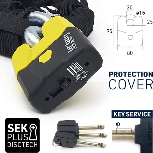 High-Security Motorcycle Chain Lock - Urban Security U8K120, Cut-Proof 120cm Anti-Theft Lock