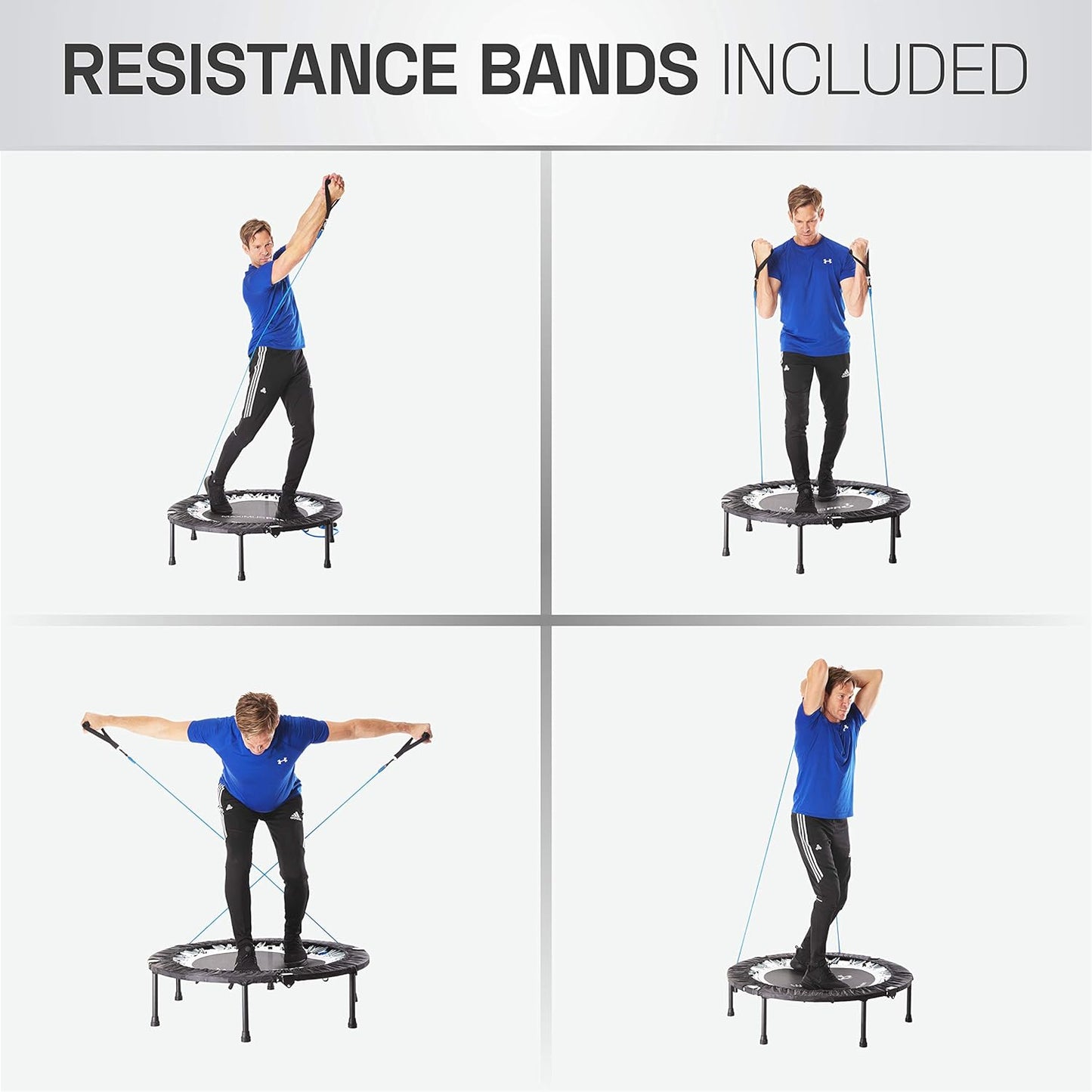 MXL Maximus PRO Folding Rebounder – Premium 40” Indoor Mini Trampoline with Bar for Adults and Kids, Fitness & Weight Loss, Folding Frame, Stability Bar, DVD & Online Workouts, 310lb