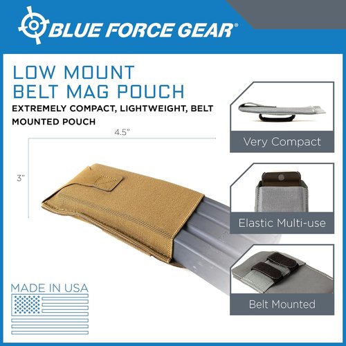 Low-Rise Single Belt Mag Pouch - Coyote Brown Ten-Speed Elastic MOLLE Panel