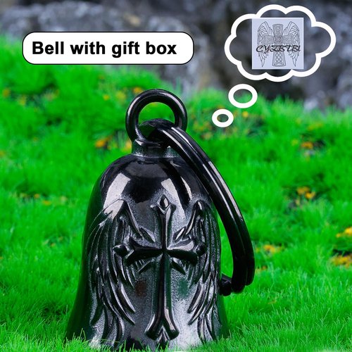 Motorcycle for Bells - Motorcycle Angel Bell for Men Women,Bell Biker Accessory,Guard Riding Safety (Eagle) (I Need You) (Cross Wing) (Black)