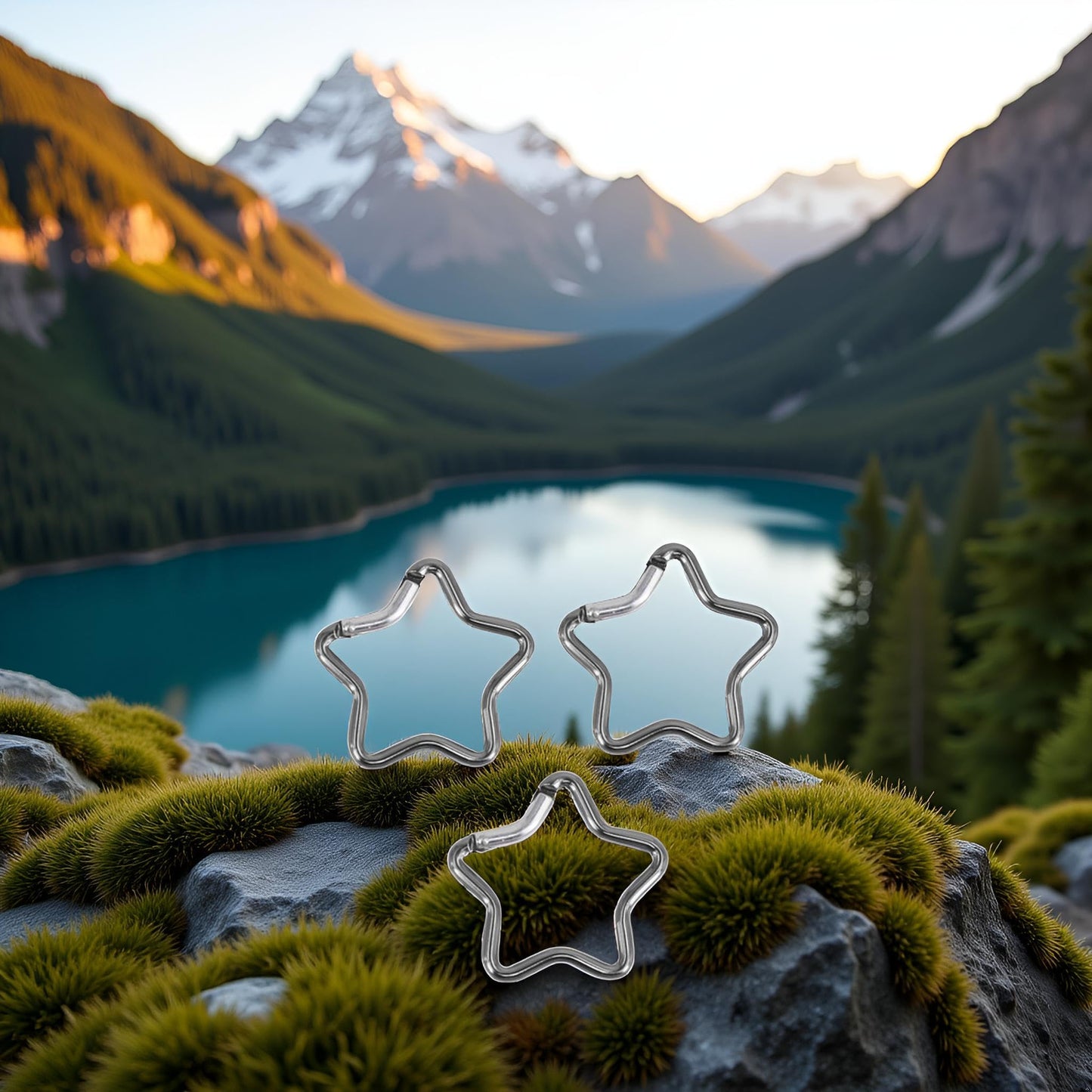 3Pcs Silver Carabiner Clip Star Shaped Climbing Buckle Aluminum Alloy Heavy Duty Keyring Hook for Camping Fishing Hiking Traveling Spring Loaded and Keychain Carabiners Accessories,Outdoor