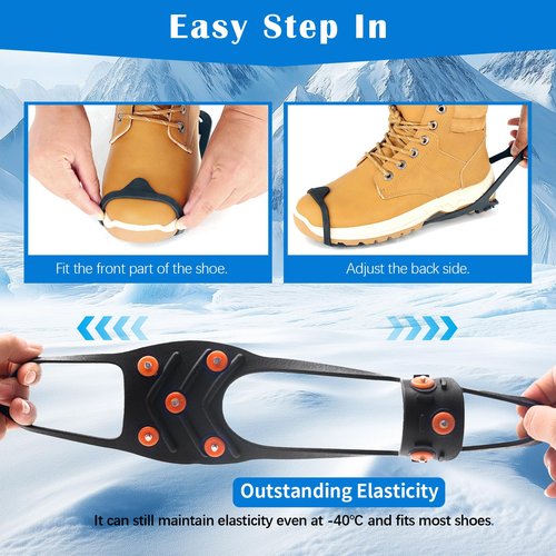 UNITACKLE Gripper Spike Ice Traction Cleats, Non-Slip Ice Snow Grips 8 Steel Studs, Universal Ice Spikes Snow Grips Traction for Walking Climbing Hiking on Snow and Ice