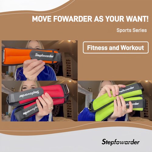 Stepfowarder Ankle/Wrist Weights a Pair Available in 0.65Lbs, 1.0Lbs, 2.0Lbs, Comfort and Security Perfect for Kids Women & Men, Walking, Dance, Aerobics, Cardio Exercises (2 * 0.65Lbs - Orange)