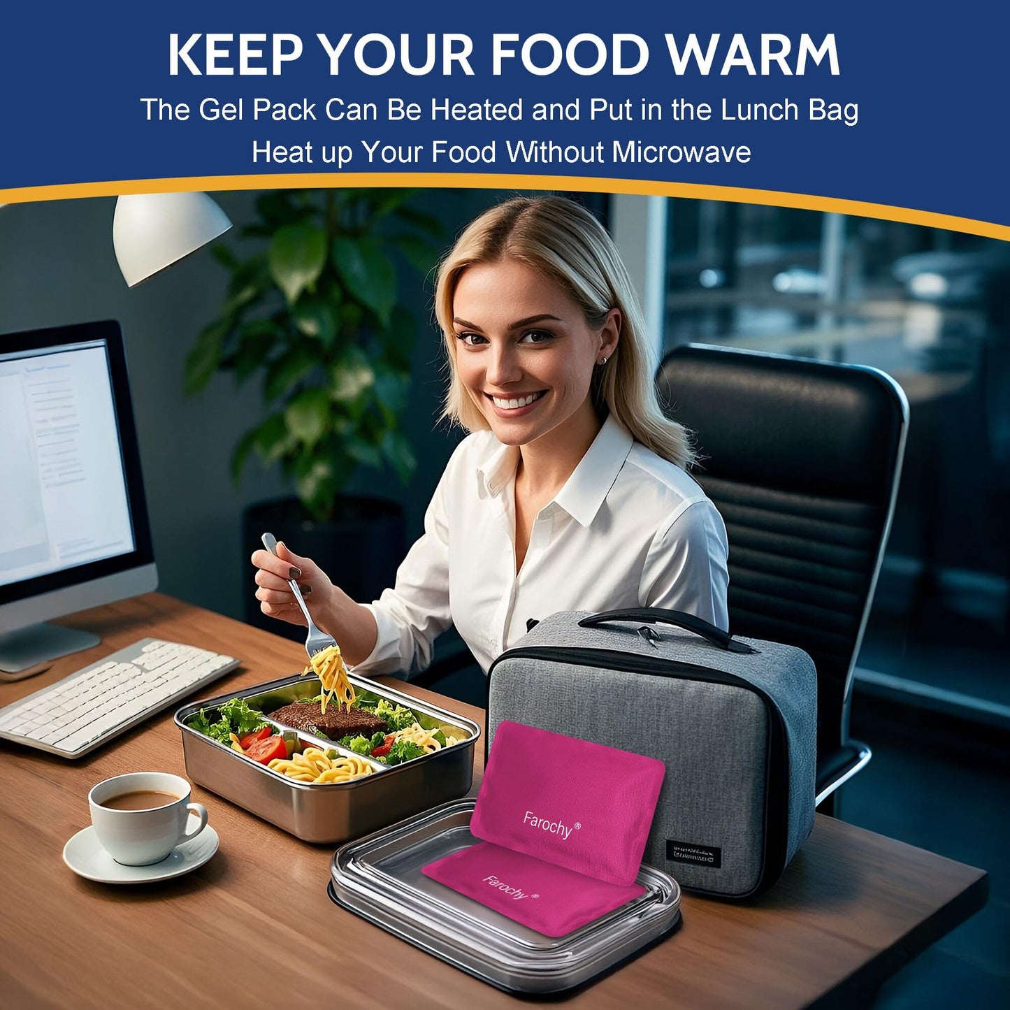 Farochy Reusable Ice Packs for Lunch Boxes - 2PCS Soft Ice Packs Freezer Packs for Cooler Gel Ice Packs, Keep Food Cold or Hot, Rosy