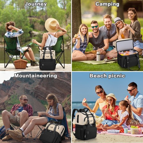 YOUNGOA Waterproof Cooler Backpack for Women, Insulated Leakproof Backpack Cooler for Camping, Beach, Outdoor, 25L, 36Cans, Black