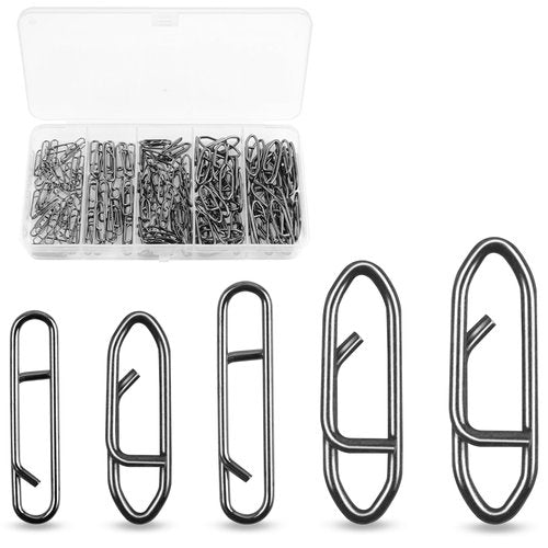 OROOTL Fishing Snaps Clips Kit, 165pcs Power Fishing Clips High Strength Fishing Snaps Fishing Power Speed Clips for Fishing Lure Quick Change Freshwater Saltwater Fishing Connector Tackle