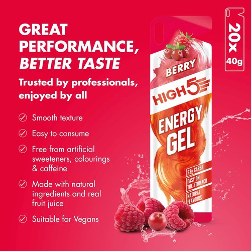 Energy Gel Quick Release Energy On The Go From Natural Fruit Juice (Berry, 20 x 40g)