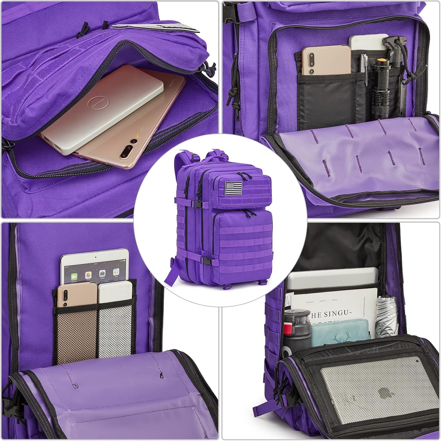 G4Free 45L Military Tactical Backpack 3 Day Assault Survival Molle Pack Bug Out Bag Travel Fishing Backpack Rucksack