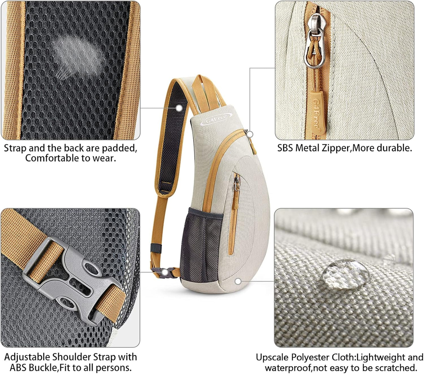 G4Free Sling Bag for Men Women, Small Crossbody Backpack Lightweight Chest Shoulder Bags for Travel, Outdoor and Sports (Black)