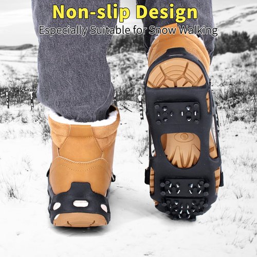 Xproutdoor Ice Cleats Snow Grips, Crampons Anti-Slip Traction Lightweight Portable for Walking on Snow & Ice, Easy Step-in for Shoes/Boots