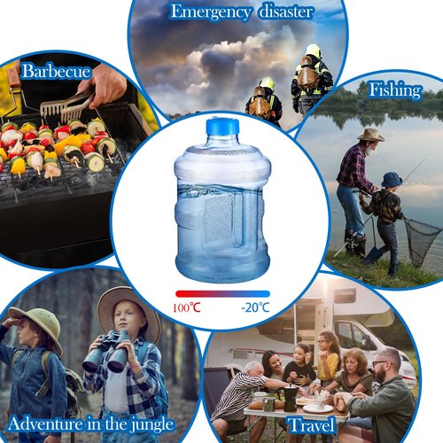 Bokon 2 Pieces gallon water jugs Round Plastic Water Bottle with Handle Screw Cap Reusable Large Capacity Bottle for Camping Outdoor Travel Gym Use(1 Gallon)