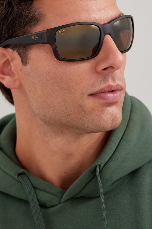Maui Jim Men's Mangroves Polarized Wrap Sunglasses, Tortoise/HCL Bronze, Medium