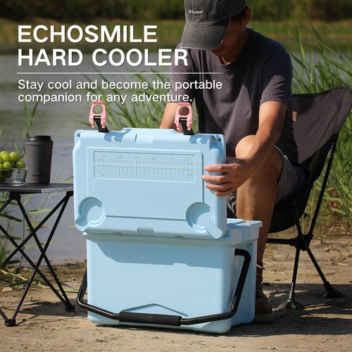 EchoSmile 12/18 Quart Rotomolded Cooler, Portable Hard Ice Chest, Suit for BBQ, Camping, Pincnic