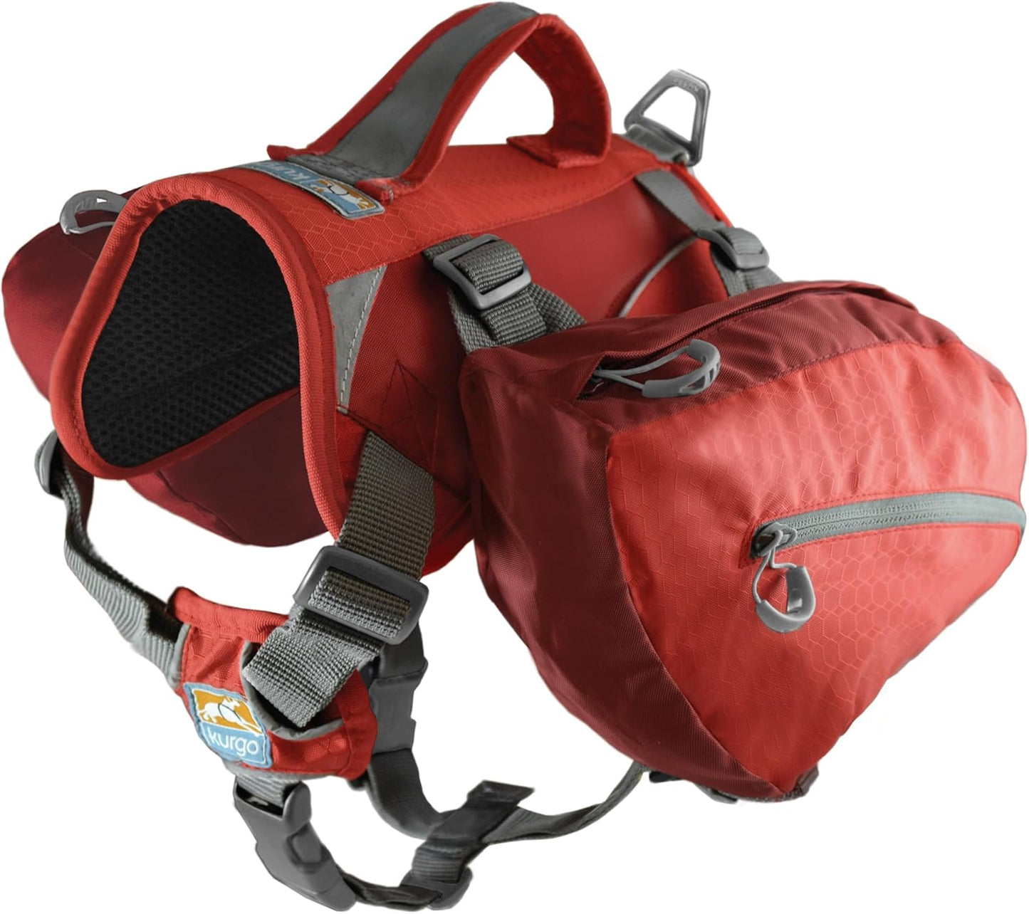 Kurgo Big Baxter Dog Backpack, Dog Saddlebag, Dog Pack, Adjustable Saddlebag for Hiking, Walking, Running, Camping, Black/Orange