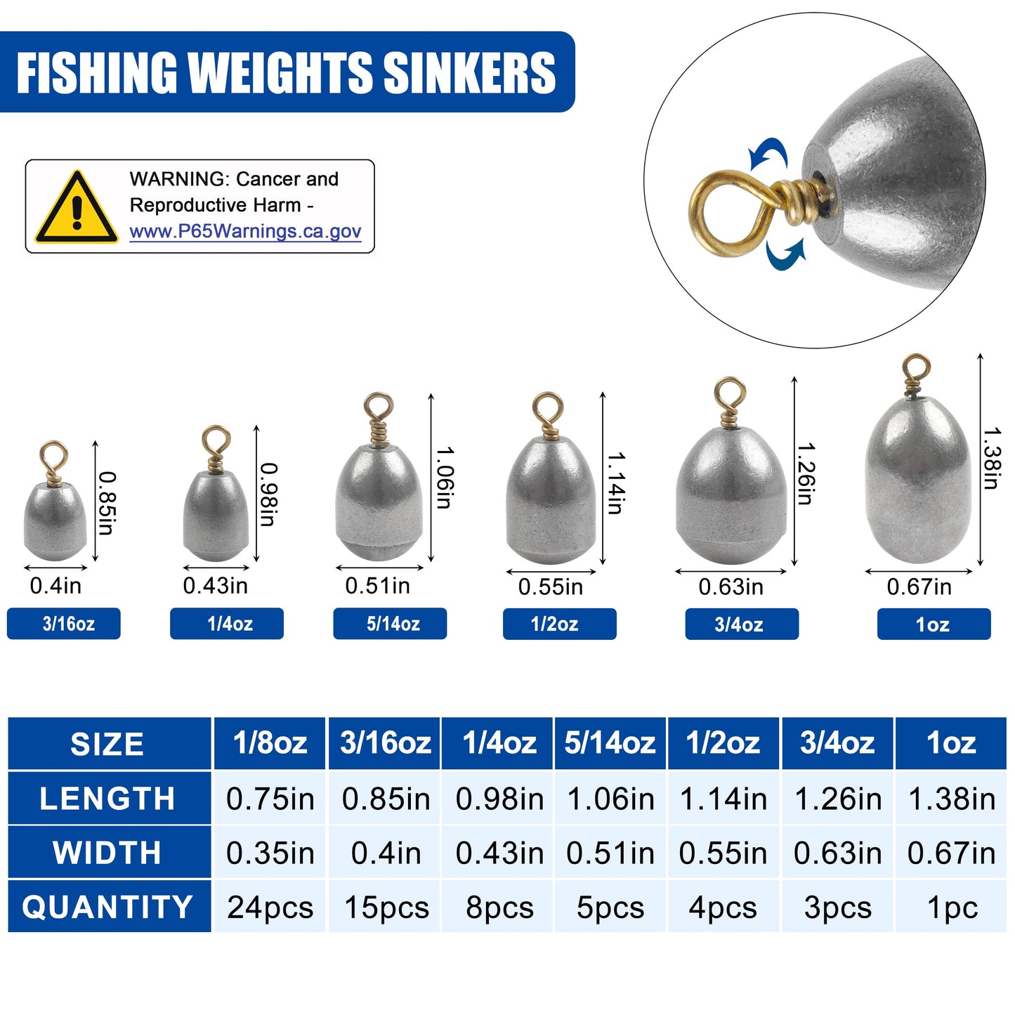 Fishing Weights Kit,60pcs Assorted Bass Casting Weights Iron Fishing Weight Water Drop Bell Sinkers Catfish Sinker Weight for Saltwater Freshwater