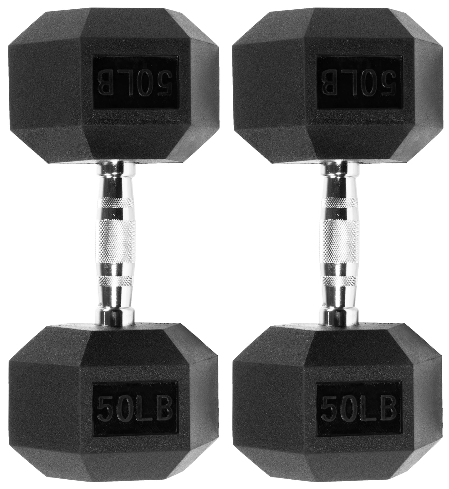 Fitvids Premium Rubber Encased Hex Dumbbell, 50LB Pair