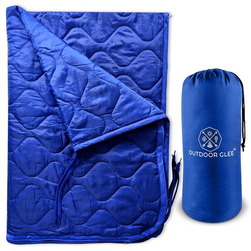 Wearable Blue Military Woobie Poncho Liner with Head Hole. Has Zippers That converts to Sleeping Bag. Water-Resistance, Ripstop Poncho Blanket with Drawstring Bag. Perfect for Outdoor Enthusiasts.